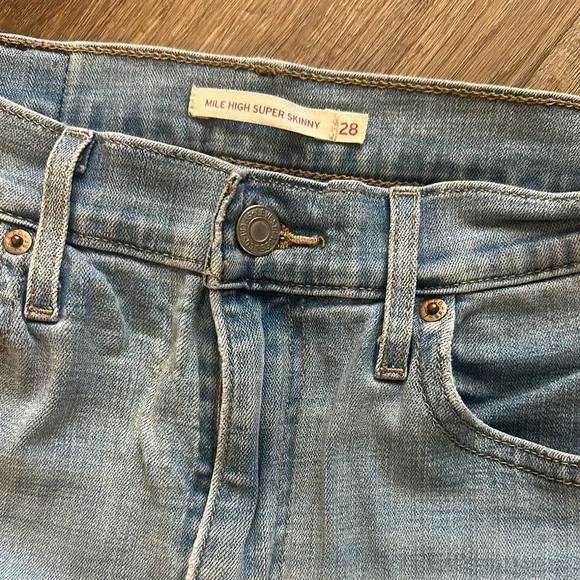 Levi's Mile High Super Skinny Jeans in Light Blue - Picture 2 of 5